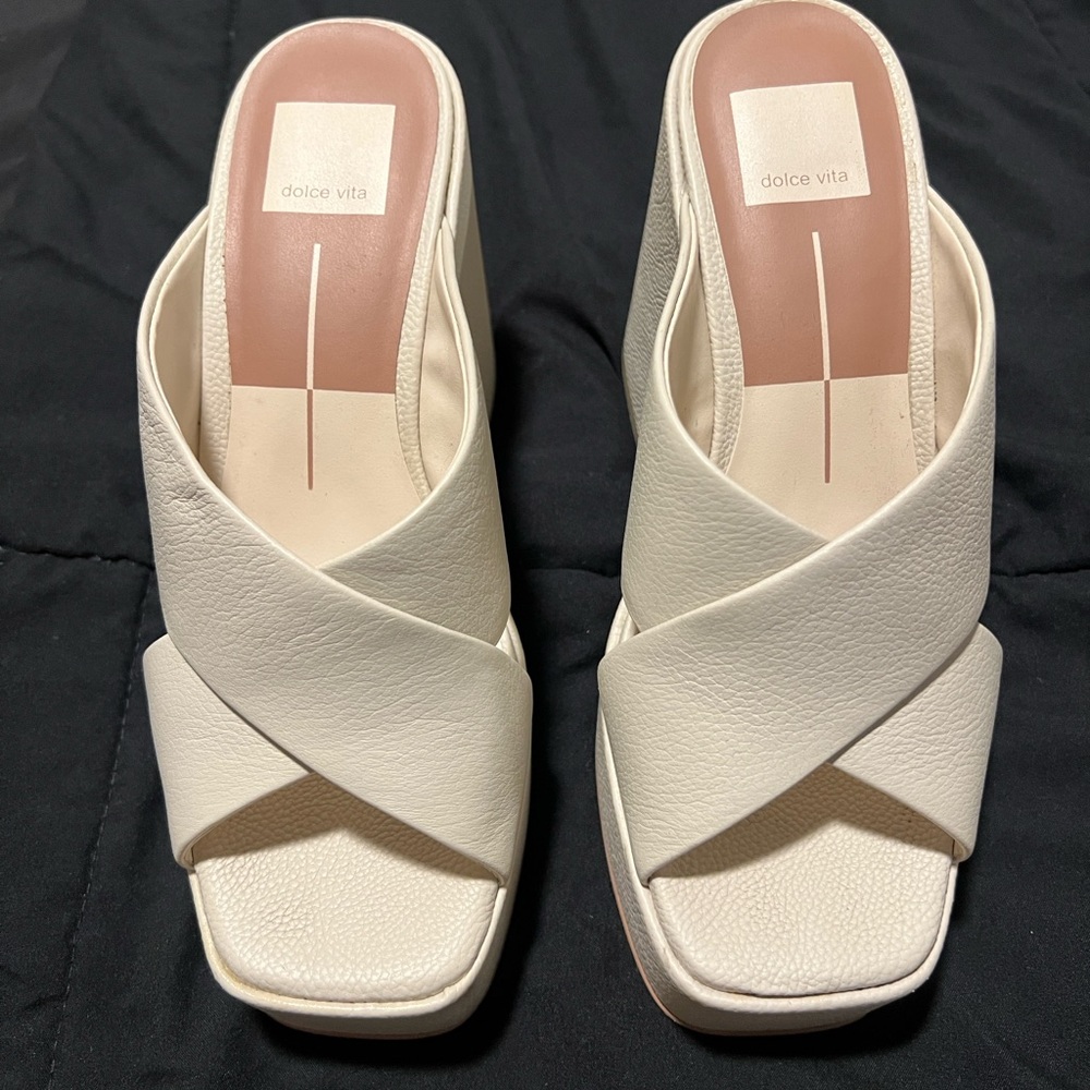 Dolce Vita Cream Cross-Strap Mules